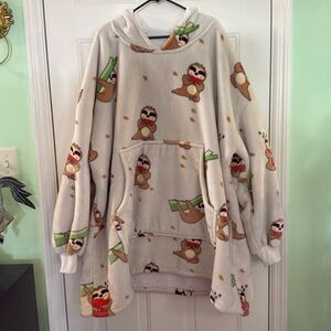 Three Poodle Oversized Wearable Blanket Hoodie Sloth Print Warm Cozy Winter Gift